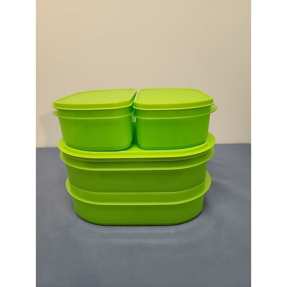Tupperware 8 Piece Refridgerator Stackable Set In Lime Green New No Box